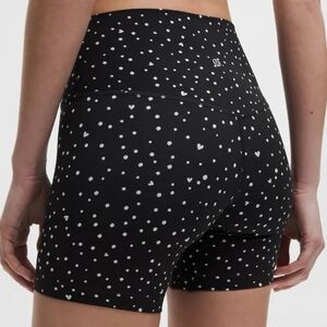 lululemon athletica Black High-Waist Bike Shorts with White Heart & Dot Print